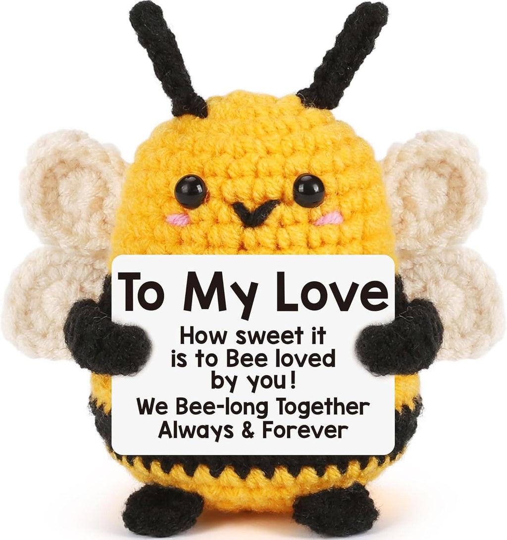 Valentines Day Romantic I Love You Gifts for Him Her, to My Love Boyfriend Girlfriend Husband Wife Mothers Day Birthday Gifts for Couples Wedding Anniversary Cute Handmade Crochet Bee