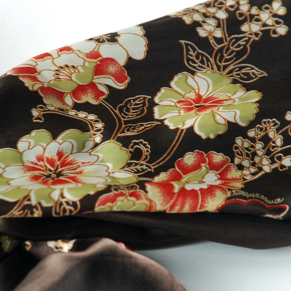 Blando Brown Flowers Floral Patterns Exquisitely Elegant comfy Silk Scarf/Wrap/Shawl(Large)