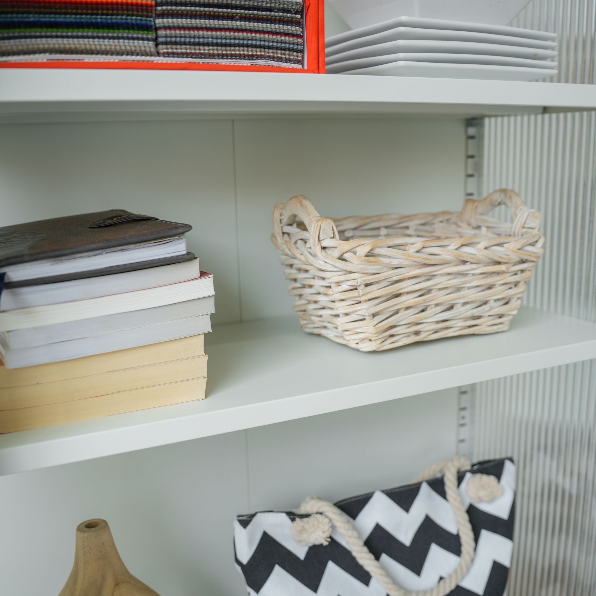 Modern Solid Color Matte Glass Storage Cabinet with Adjustable Shelves