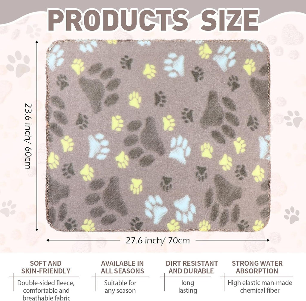 10 Pieces Pet Blankets with Paw Print Dog Cat Fleece Blankets Soft Warm Sleep Mat Pad Bed Cover for Kitten Puppy and Other Small Animals, 24 x 28 Inch