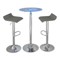 Spyra-Ale Contemporary Adjustable Bar Set in Chrome Metal, Clear Acrylic with Light Up Tabletop, and Grey PVC by - 3 Piece