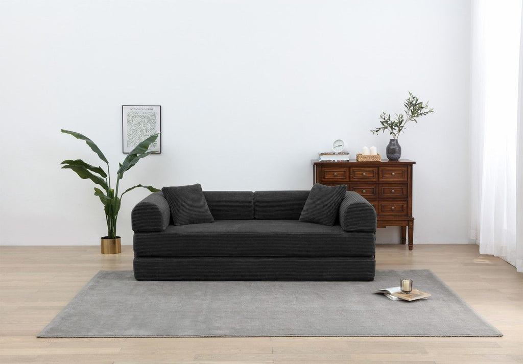 Foldable Sofa Bed, 77.9'' Folding Floor Couch, Compressed Convertable Sleeper Sofa, Memory Foam Couch with Pillow Back Support Armrest, 4-in-1 Futon Sofa Bed for Living Room, Army green
