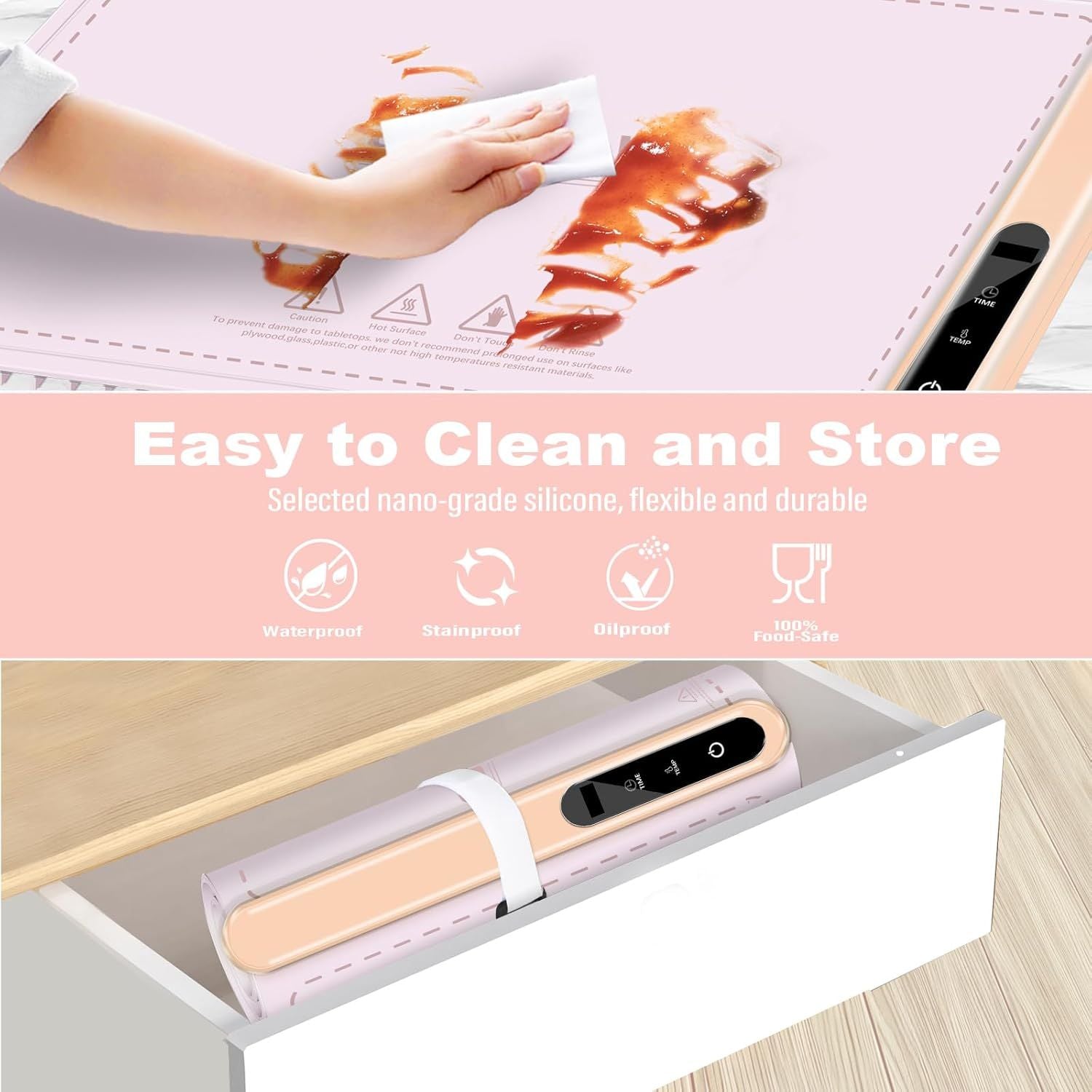 Silicone Electric Roll Up Heating Tray Food Warmers Mat Portable Hot Plates to Keep Food Warm