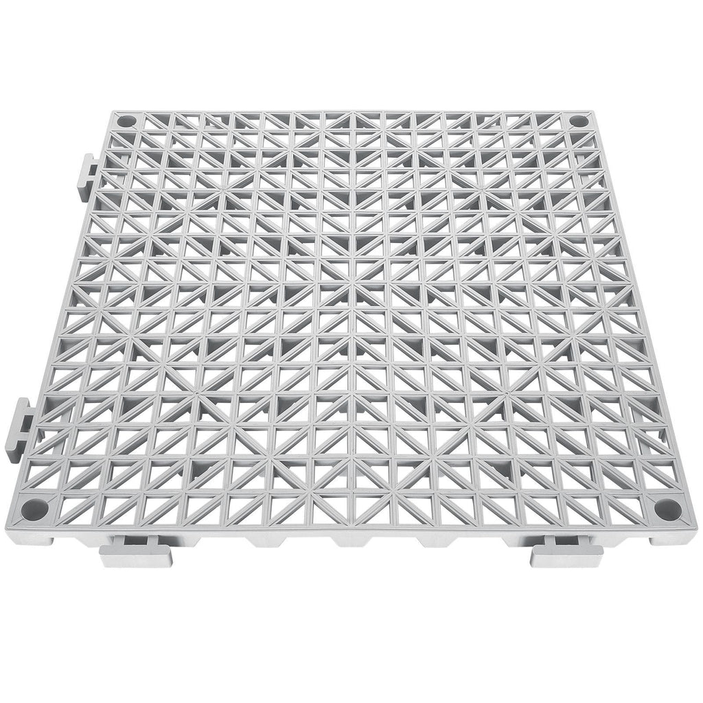 VEVOR Interlocking Tile 50PCS Gray, Drainage Tiles 12" x 12" Splicing, PVC Interlocking Drainage Floor Tiles, Non-Slip Drainage Holes for Restroom, Bathroom, Kitchen, Pool, Wet Areas