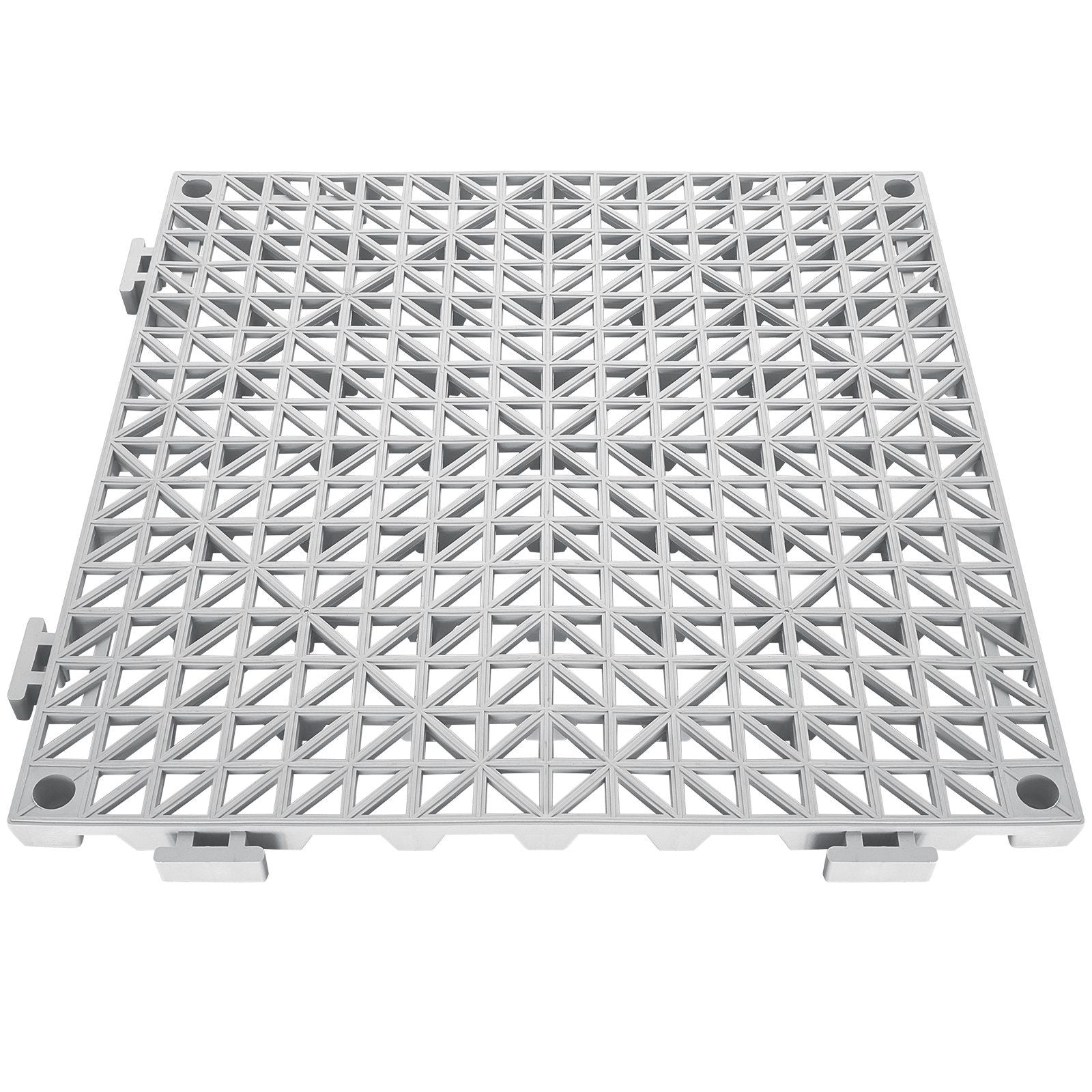 VEVOR Interlocking Tile 50PCS Gray, Drainage Tiles 12" x 12" Splicing, PVC Interlocking Drainage Floor Tiles, Non-Slip Drainage Holes for Restroom, Bathroom, Kitchen, Pool, Wet Areas