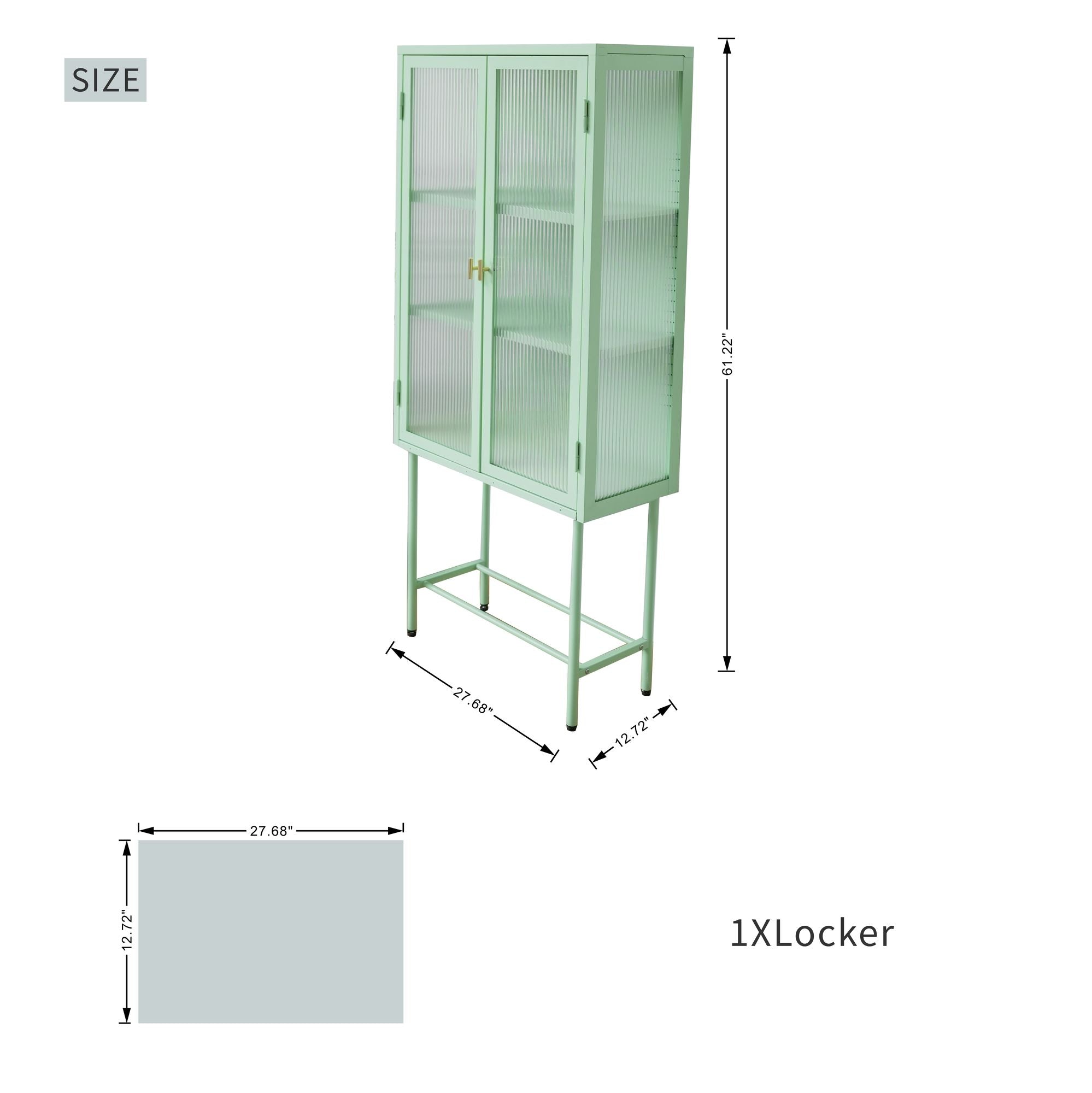 Modern Solid Color Matte Glass Storage Cabinet with Adjustable Shelves