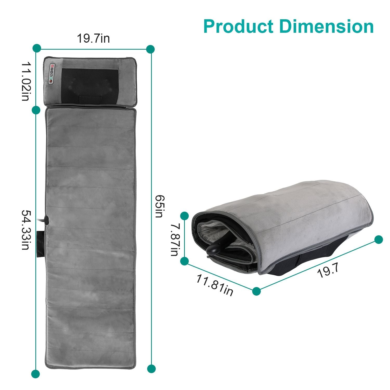 Full Body Electric Massage Mat with Heat Vibration Massage Pad Cushion Back Massage Mattress Chair Pad with Neck Massage Pillow with 10 Vibration Moto