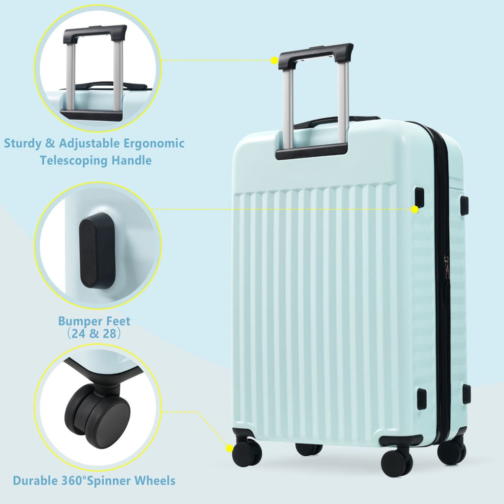 Front Opening Luggage Set 3 Piece, Hardside Carry on Suitcase with USB Port, Expandable Luggage with Handle Bag Spinner Wheels TSA Lock