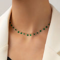 St. Patrick's Day Vintage Irregular Green Pendant Necklace Neck Chain Choker