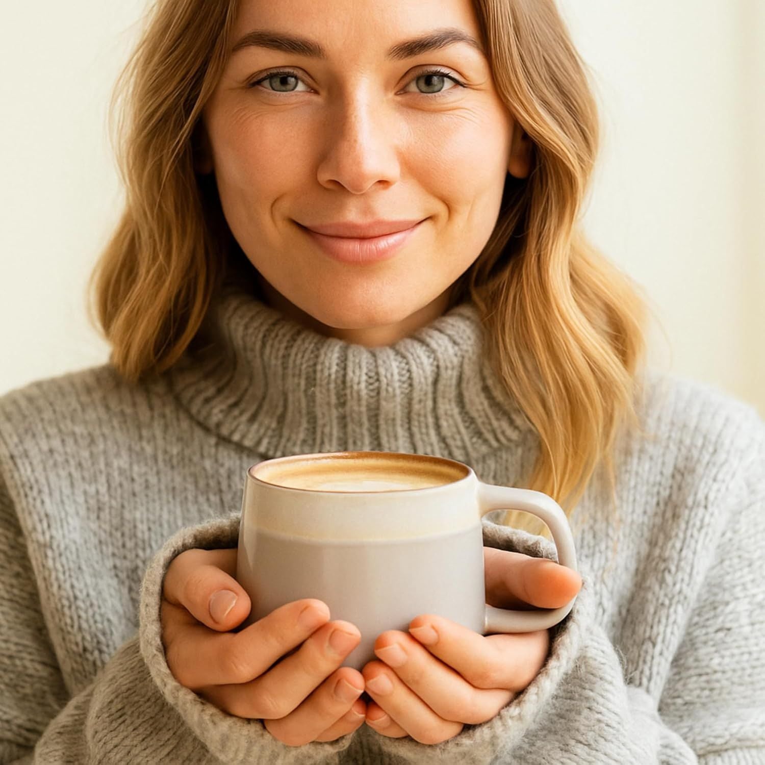 Ceramic Coffee Mugs Set of 4 | 12 oz Stoneware Coffee Cups | Lead-Free, Non-Toxic | Microwave and Dishwasher Safe | Comfortable Handle | Aesthetic Nordic Design for Tea and Latte | Sage