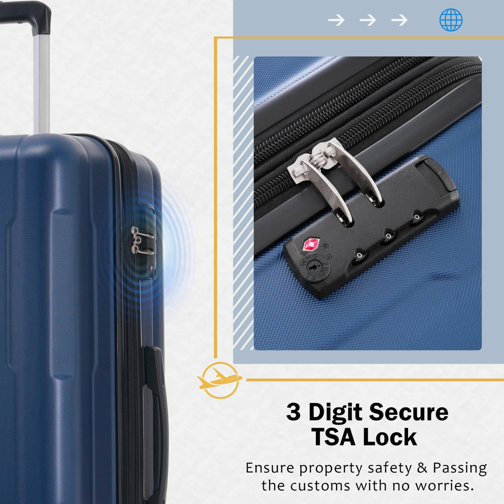 2 Piece Luggage Set with Bags Expanable Spinner Wheels ABS Lightweight Suitcase with TSA Lock 20inch+24inch