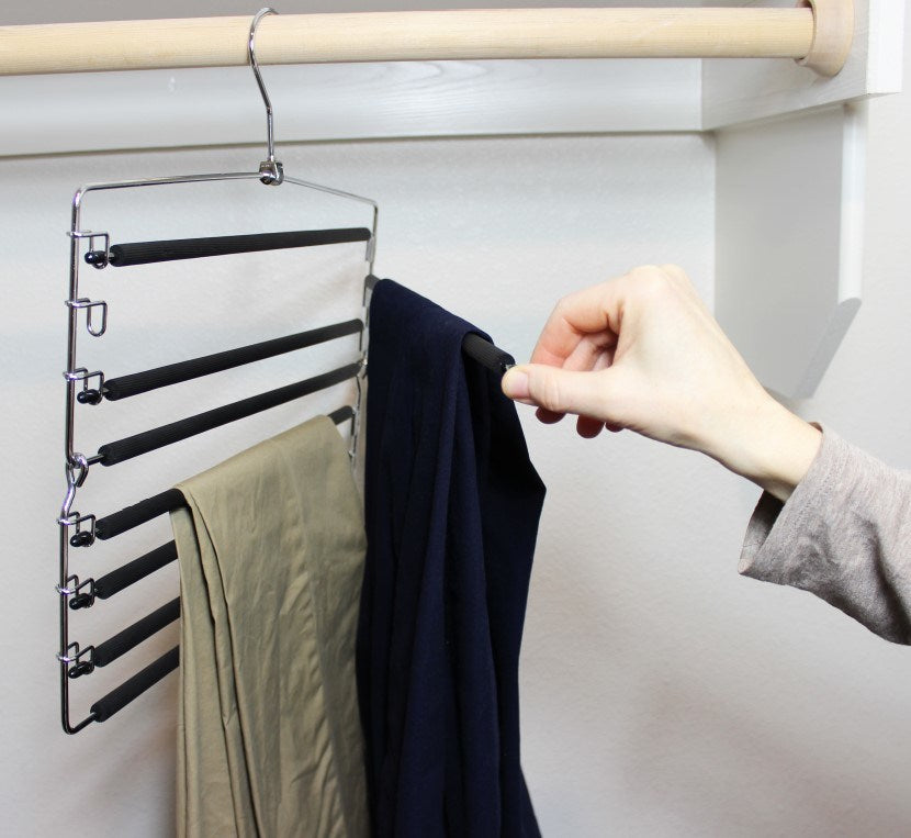 Metal Hanger Space Saving for Closet Organization | Heavy Duty Foam Padding, Non-Slip & Removable Trouser Bar for Convenient Functionality