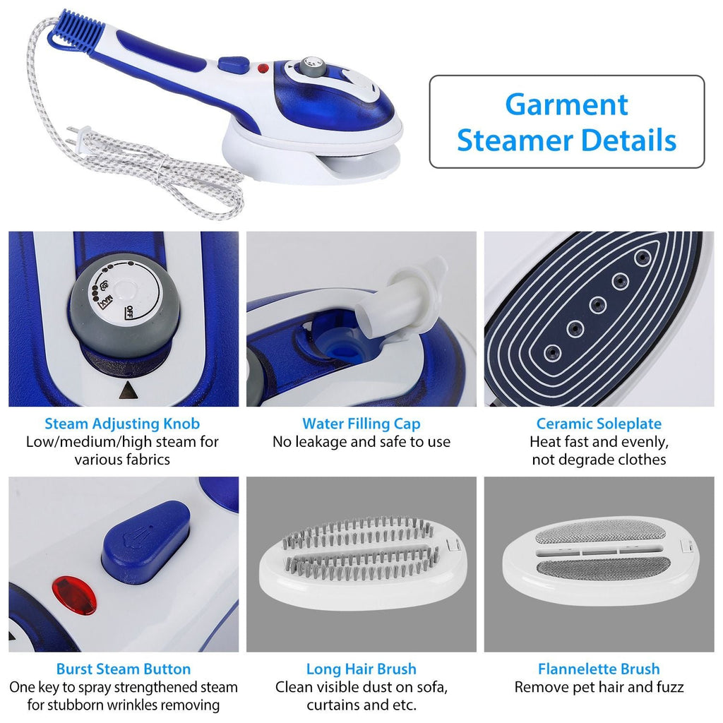 800W Handheld Electric Steam Anti-Scalding Anti Dripping Portable Iron Garment Steamer Fabric Clothes Laundry Steam Brush with 3 Adjustable Steam