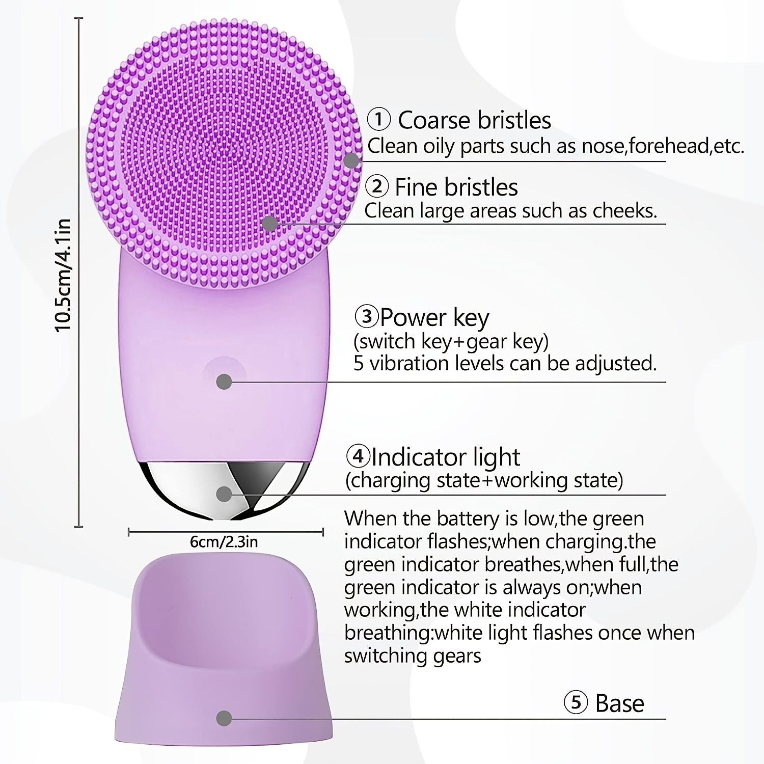 CONESN Electric Facial Cleansing Brush,Silicone Facial Cleansing Brush, Electric Silicone Face Brush, Sonic Facial Cleansing Brush For Makeup Remover