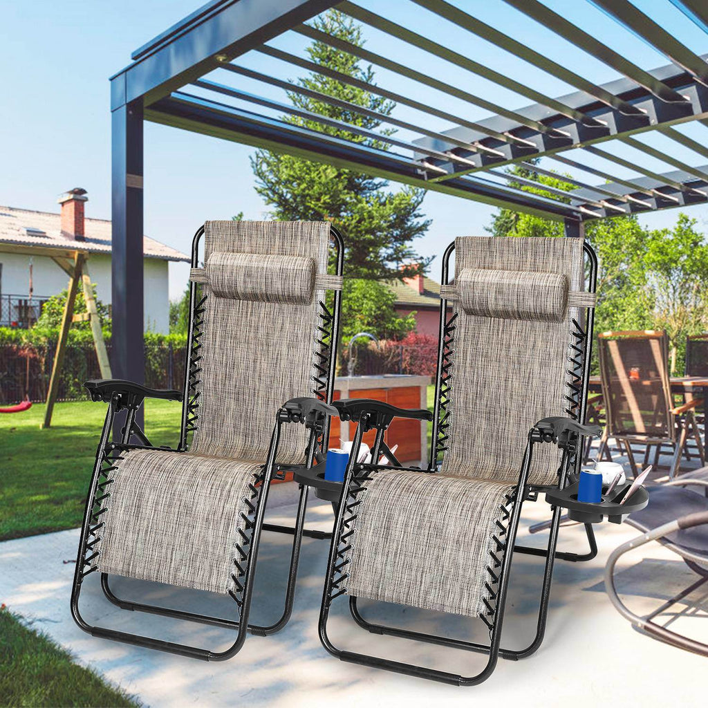 2Packs Zero Gravity Lounge Chair with Dual Side Tray 330lbs Load Foldable Recliner Chair