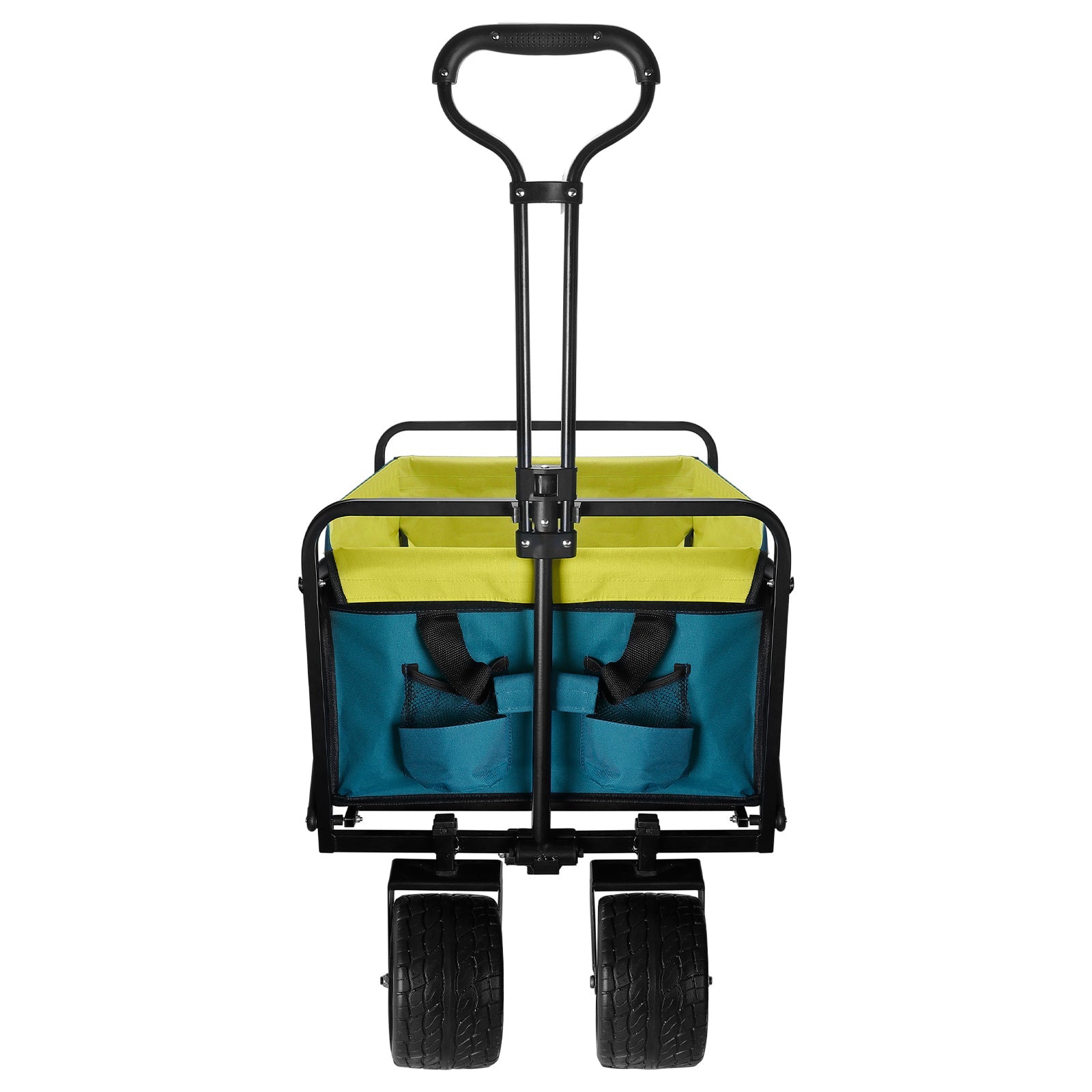 (FedEx pickup only) Collapsible Folding Wagon Utility Outdoor Camping Garden Cart with Adjustable Handle (Blue)