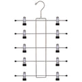 Metal Hanger with Clips 5 Tier | Made of Alloy Steel, with Non-Slip Clips, Folding Frame, & Folding Hook to Hold Skirts, Shorts, & Scarfs | for Closet Organization & Kitchen Storage