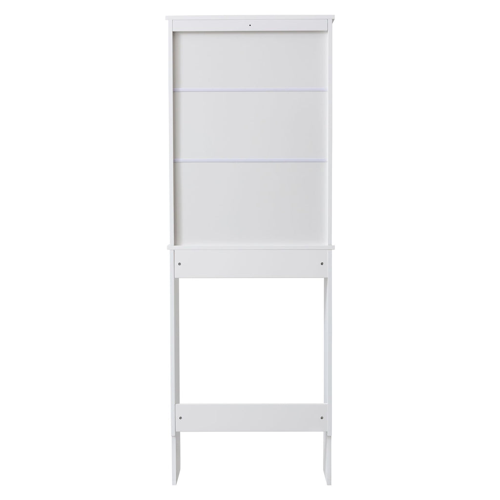 Fralimk 23.6*8.7*67inch Over-The-Toilet Storage, Bathroom Organizers And Storage Over Toilet Cabinet, Behind Toilet Bathroom Organizer With Two Louvered Doors, White