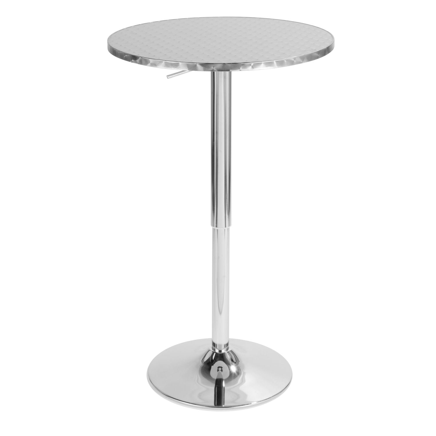 Bistro Round-Ale Contemporary Adjustable Bar Set in Silver and Chrome Metal with Grey PVC and Oval Footrest by - 3 Piece