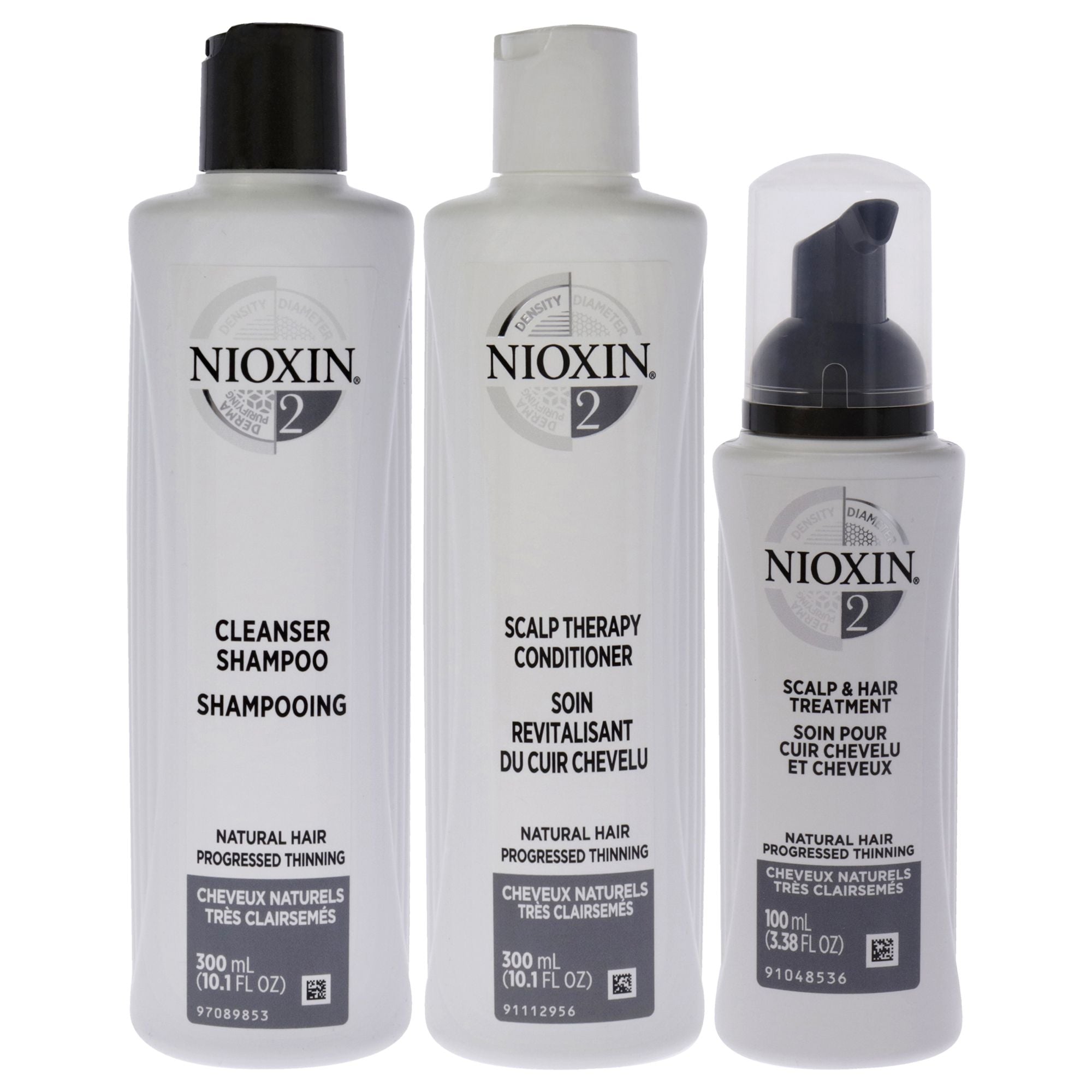 Nioxin System 2 Complete Hair Care Kit for Unisex - Cleanser, Conditioner & Scalp Treatment 3 Piece Set