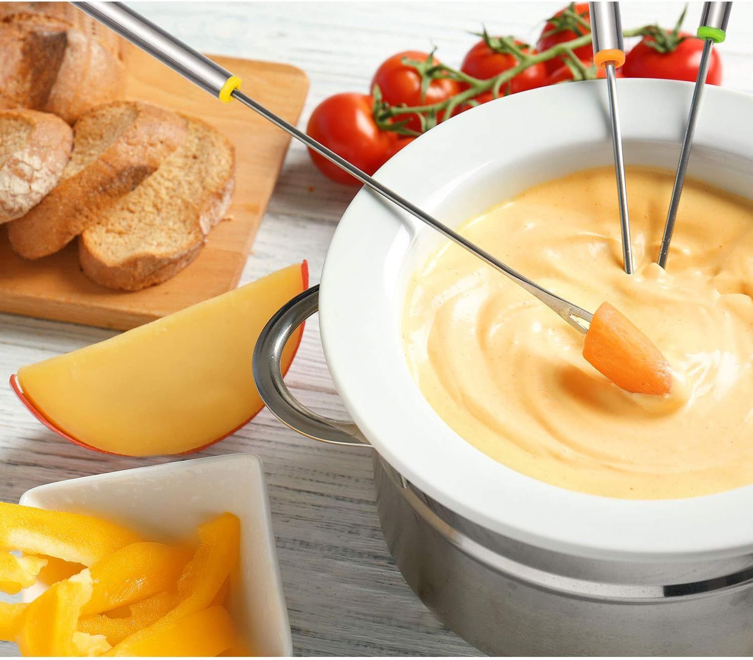 24 Pcs 9.5 Inch Stainless Steel Fondue Forks with Heat Resistant Handle Fondue Sticks for Cheese Pot Chocolate Roast Marshmallows Meat