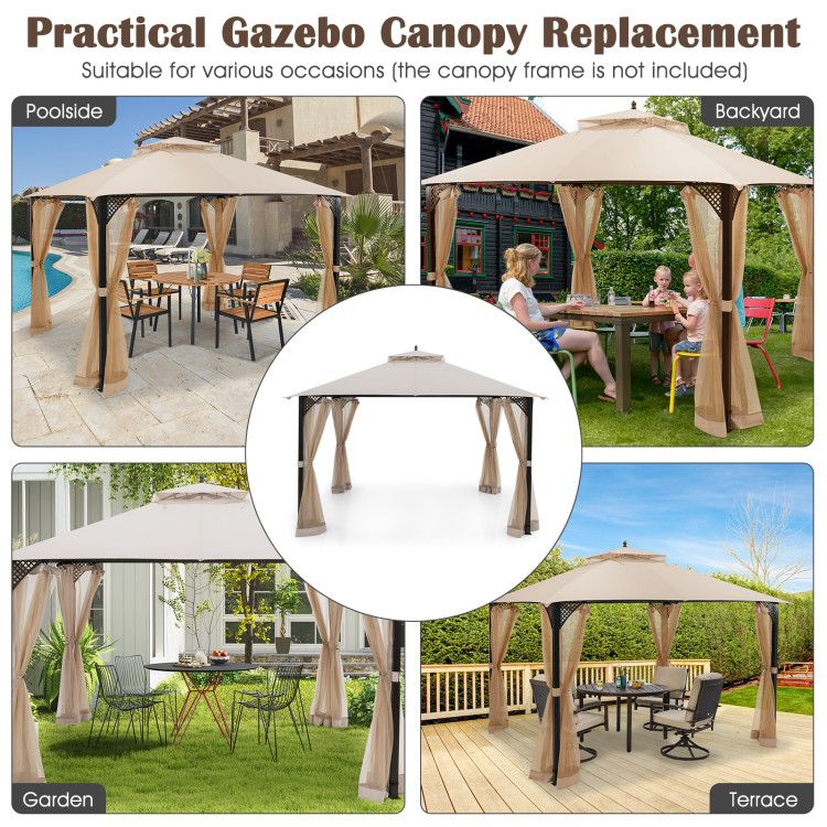 10 x 12 Feet Gazebo Replacement Top with Air Vent and Drainage Holes