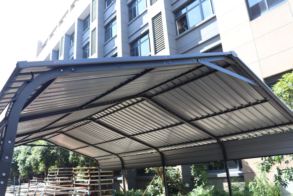 supply Video NEW Metal Carport 12 ×20 FT Heavy Duty with Galvanized Steel Roof, Metal Garage Canopy with Galvanized Steel Roof & Frame, Car Tent Outdoor Storage Shed for Car, Boats and Truck, Gray