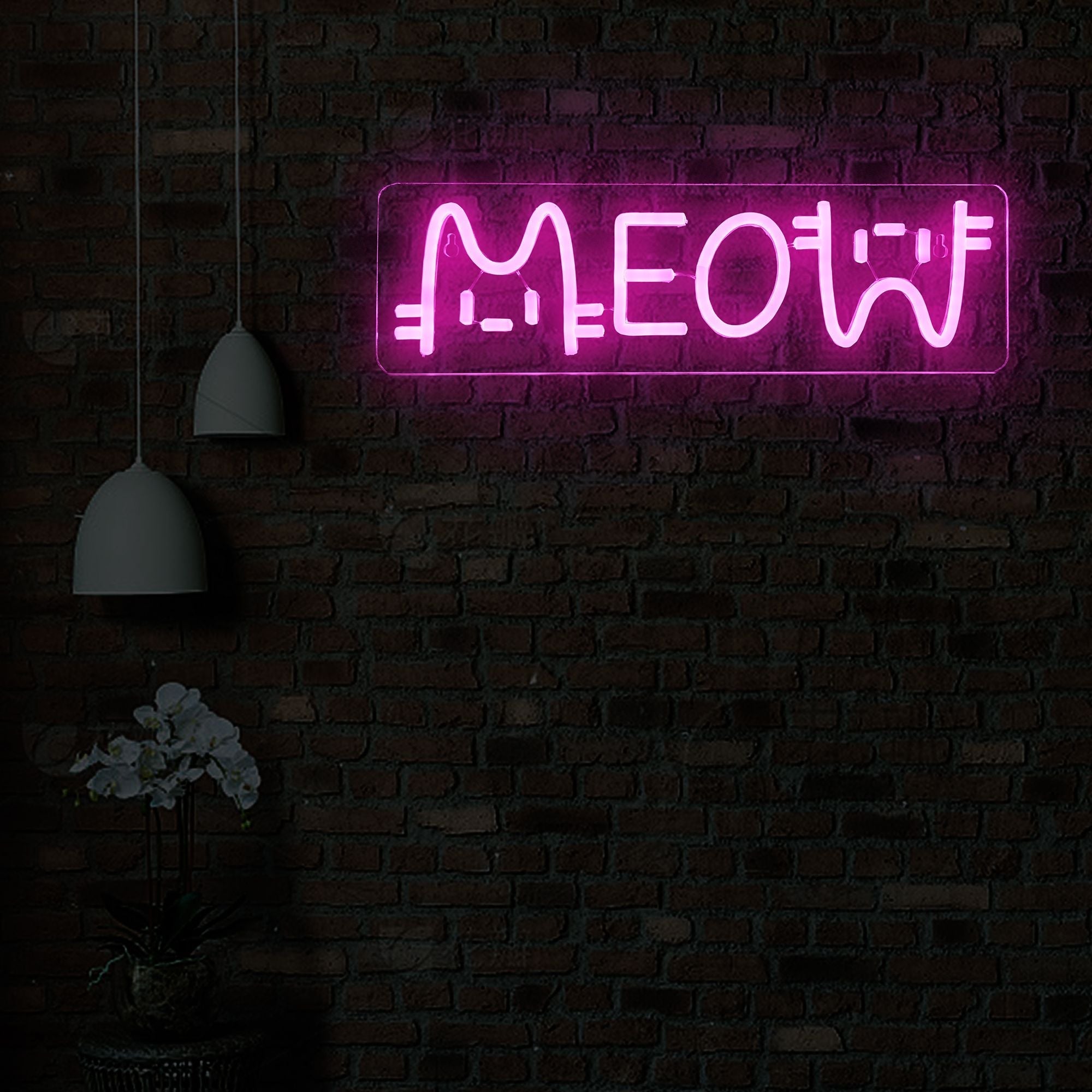 1 LED neon light, pink "meow meow" cat shaped wall decoration light, bright neon light with USB, suitable for decorating girls' bedrooms, 5V adjustable lighting, very suitable for room accents