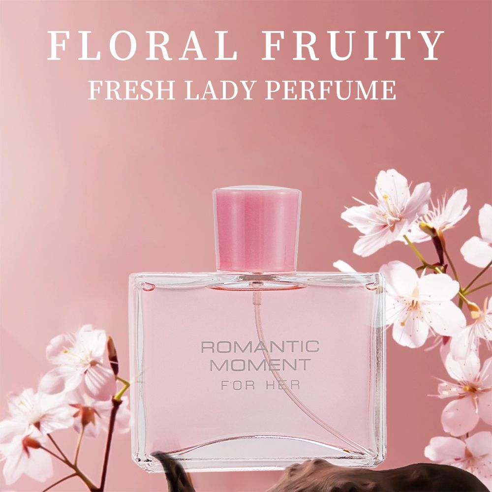 3.4fl Oz Women's Eau De Parfum - ROMANTIC MOMENT - Floral & Woody - With Rose, Chamomile, and Lemon - Medium Intensity Perfume