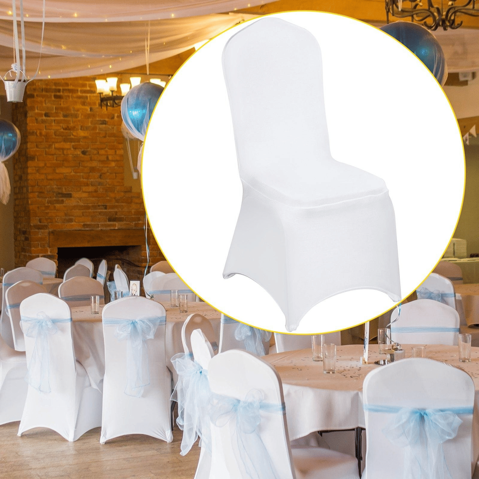 100PCS White Chair Covers Stretch Spandex Folding for Wedding Party Dining