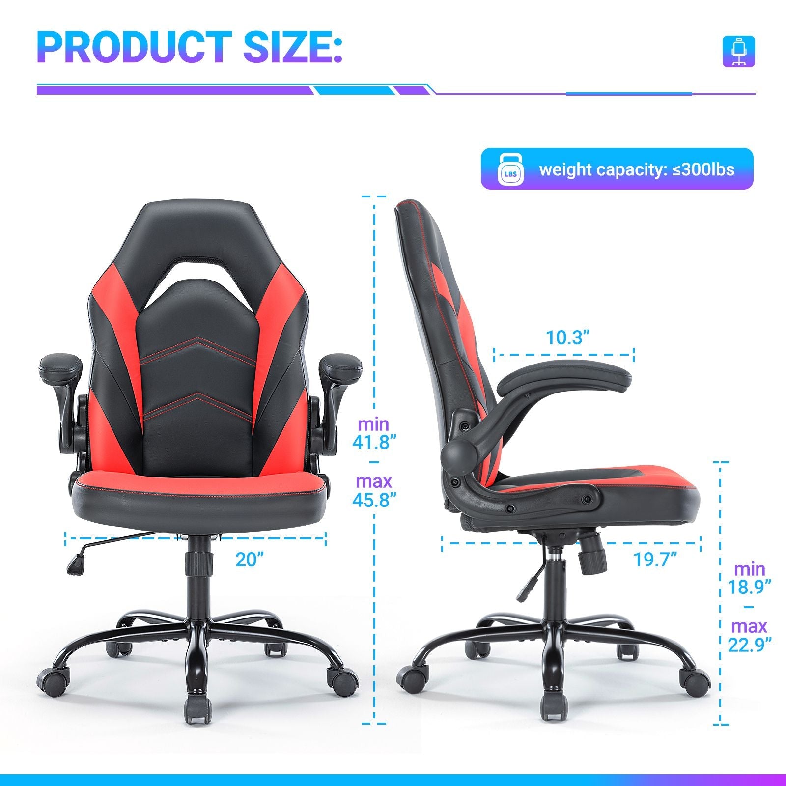 Ergonomic Office Computer Home Gaming Desk Chair Adjustable PU Leather Racing Chair Flip-up Armrest For Christmas Furniture