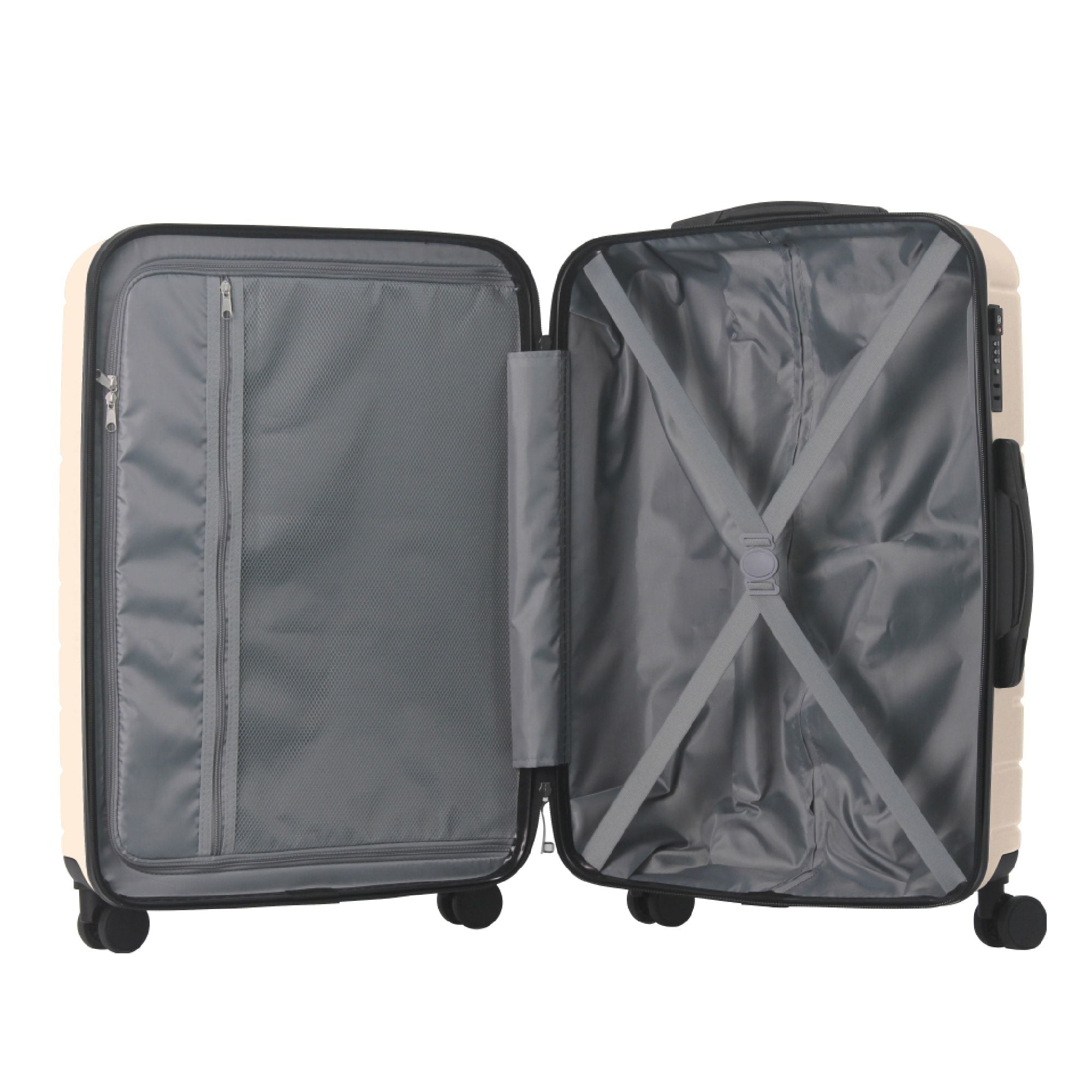 Luggage Sets ABS Hardshell 3pcs Luggage, Lightweight Durable Suitcase sets Spinner Wheels Suitcase with TSA Lock 20''24''28'' Available(Beige)