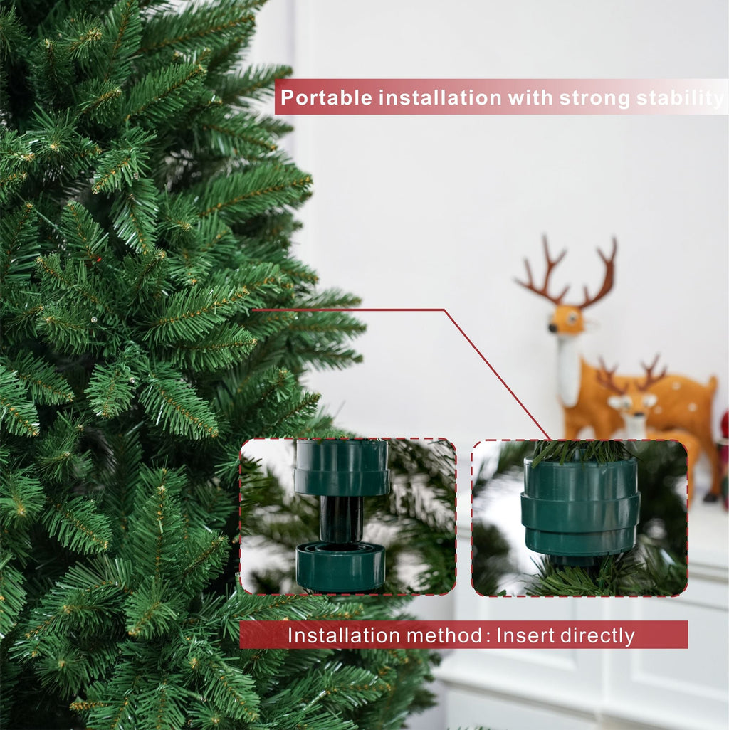 6FT Classic Christmas Tree with 1204 Branch Tips, Flame-Retardant PVC, Environmentally Friendly Artificial