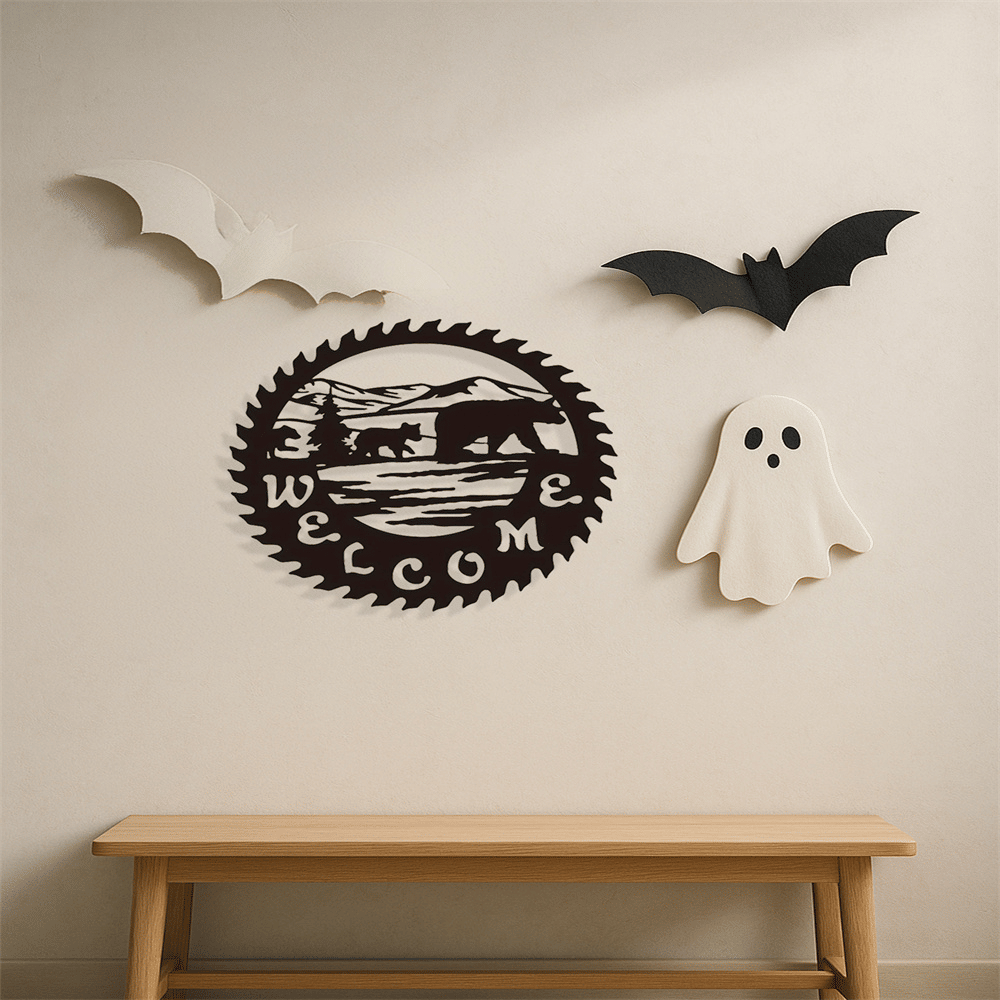 CIFbuy Gothic Bear Sculpture Metal Animal Statue Home Decor Living Room Halloween Christmas Gift (TikTok, temu pick-up service)