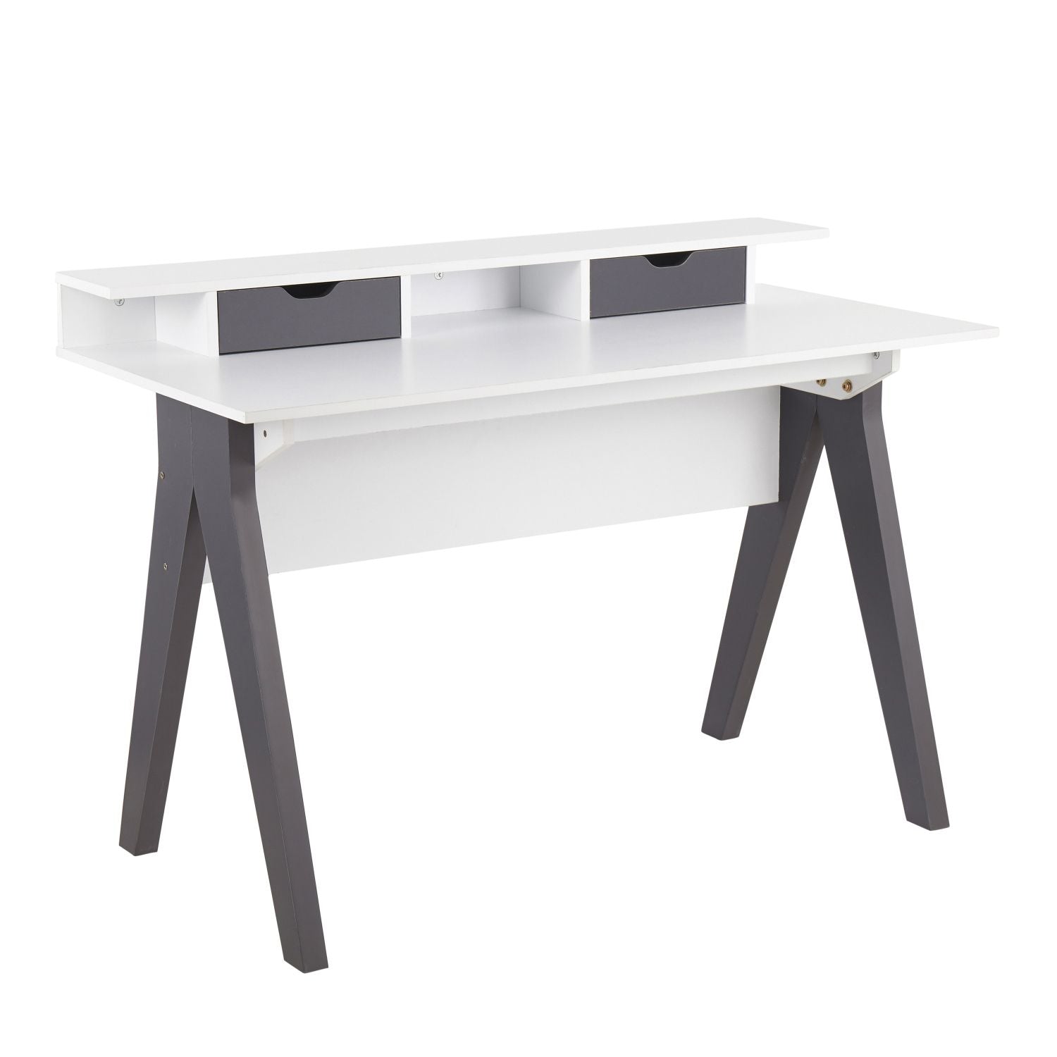 Wishbone Contemporary Desk in Grey and White Wood by