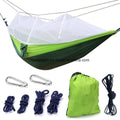 Double Camping Hammock with Mosquito Net Nylon Fabric Hammock for Beach, Traveling, Hiking, Mountain, Adventure, Outdoor Jungle