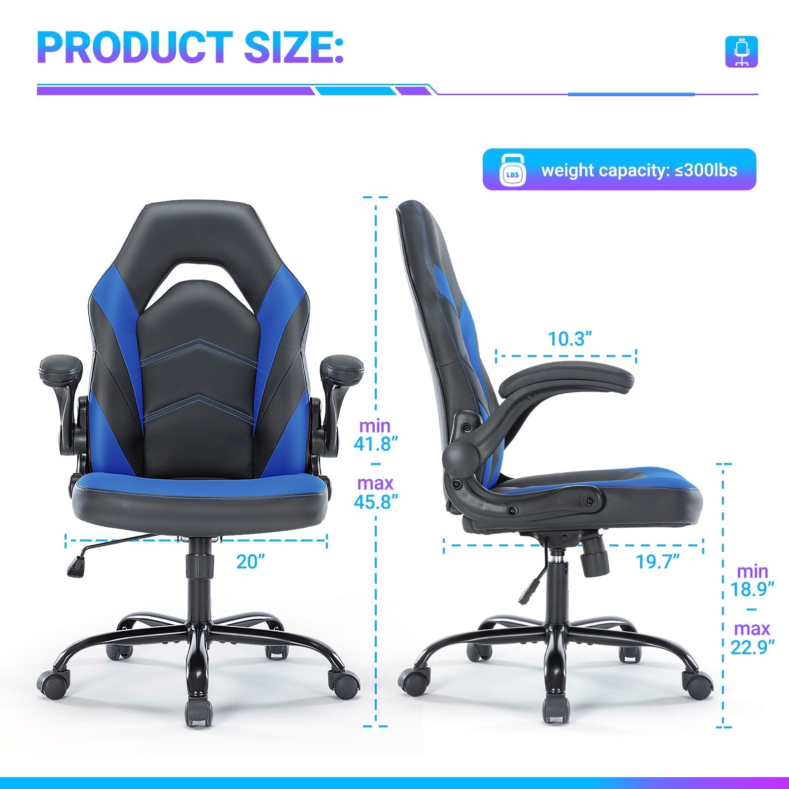 Ergonomic Office Computer Home Gaming Desk Chair Adjustable PU Leather Racing Chair Flip-up Armrest For Christmas Furniture
