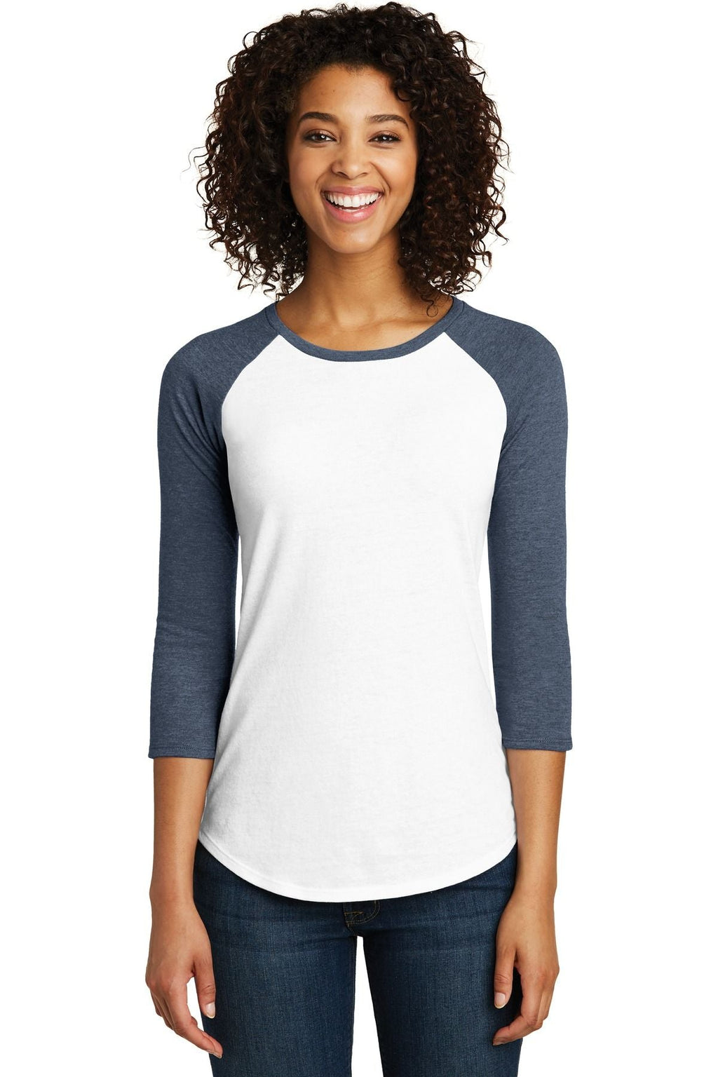 District Women's Fitted Very Important Tee 3/4-Sleeve Raglan DT6211