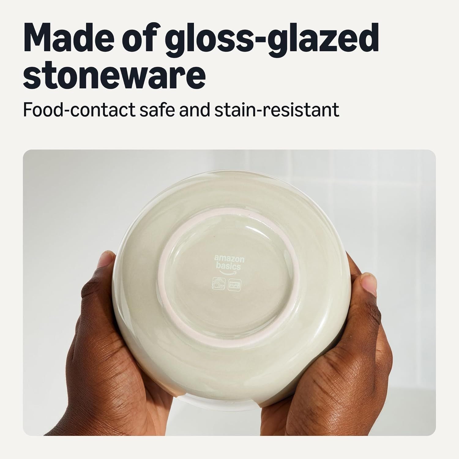 Basics Glazed Stoneware Bowls, 4-Piece Set, Microwave and Dishwasher-Safe, 5.5 in., Ivory