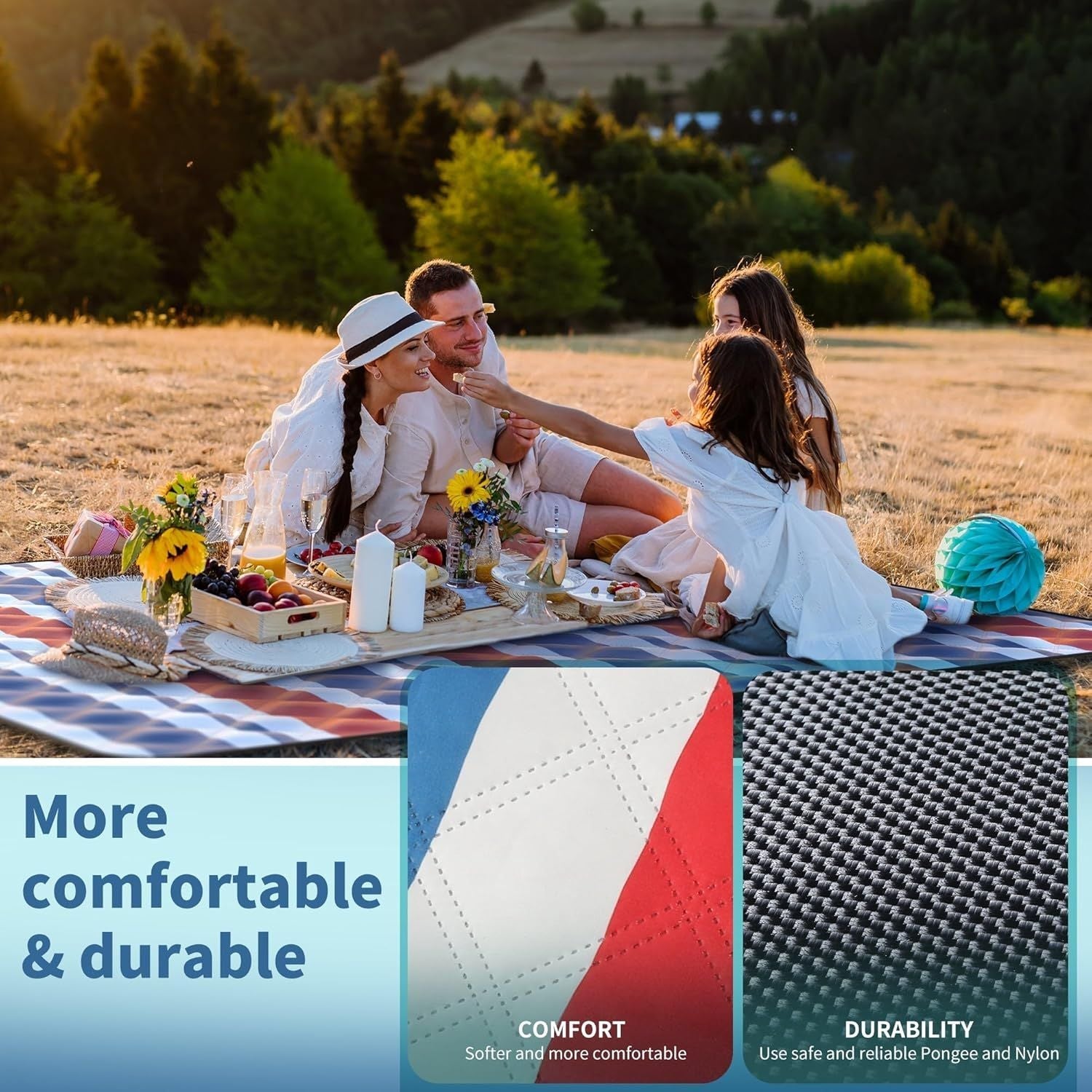 (2025 Upgrade) Extra Large Waterproof Picnic Blankets | Foldable Sandproof Beach Blanket N Outdoor Blanket | 5-Layer Machine Washable Soft Picnic Mat for Camping, Grass, Park N Stadium