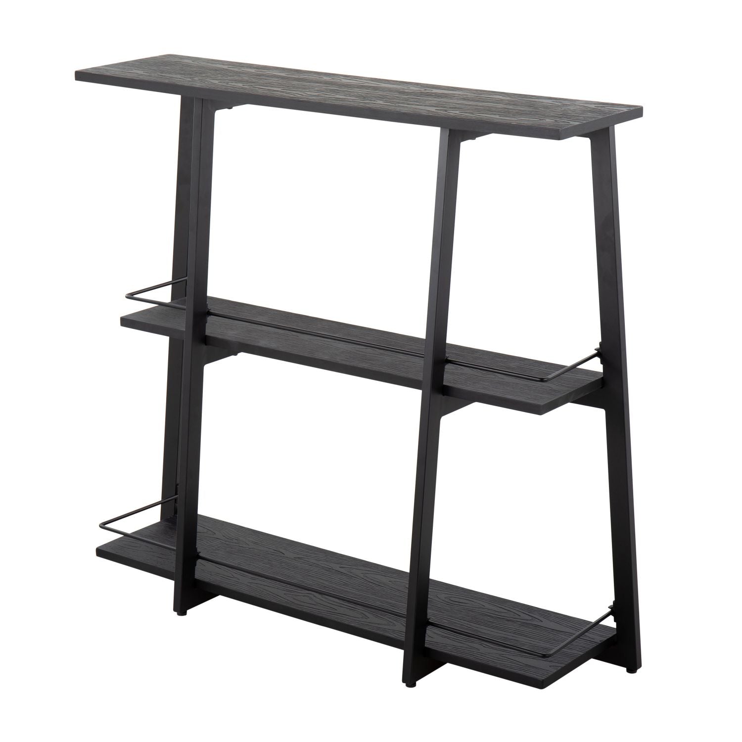 Converge Industrial Bookcase in Black Steel and Black Bamboo by