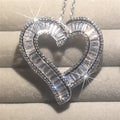 Luxury Heart Shaped White Full Faux Diamond Zircon Women's Pendant Necklace; Romantic Gift Valentine's Day