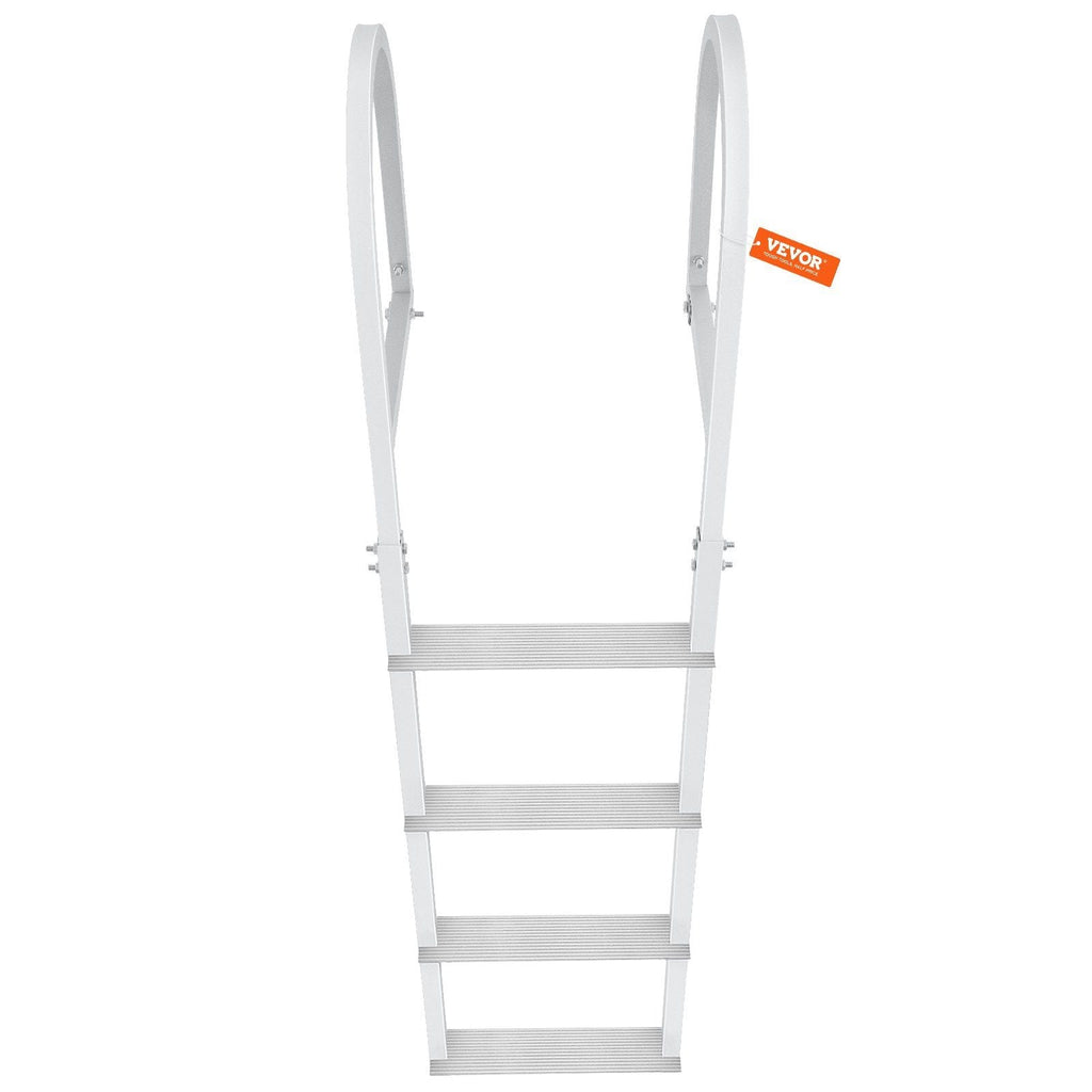 VEVOR Dock Ladder, Removable 4 Steps, 500 lbs Load Capacity, Aluminum Alloy Pontoon Boat Ladder with 3.1'' Wide Step & Nonslip Rubber Mat, Easy to Install for Ship/Lake/Pool/Marine Boarding