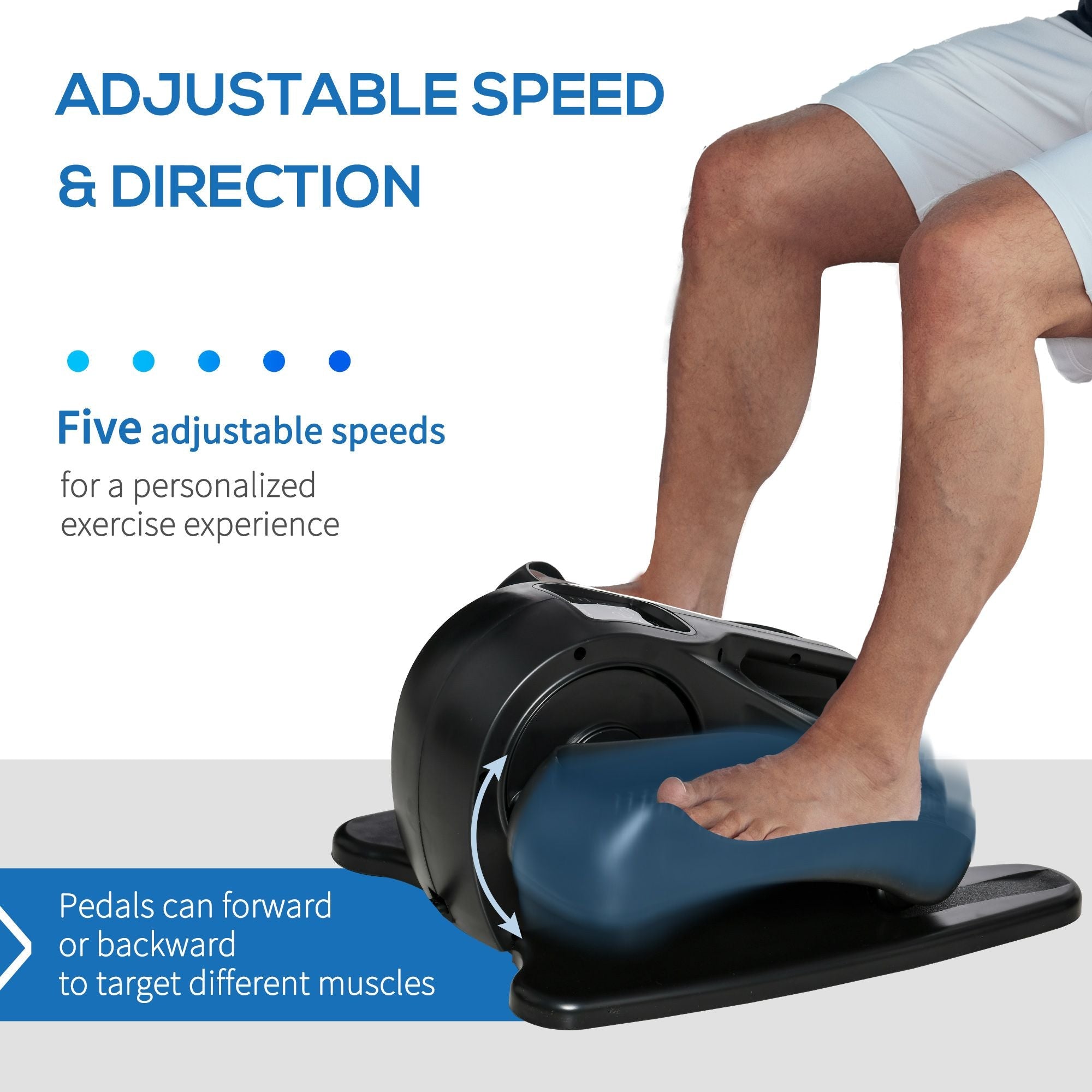 Under Desk Elliptical Foot Pedal Exerciser with Adjustable Speed Remote LCD