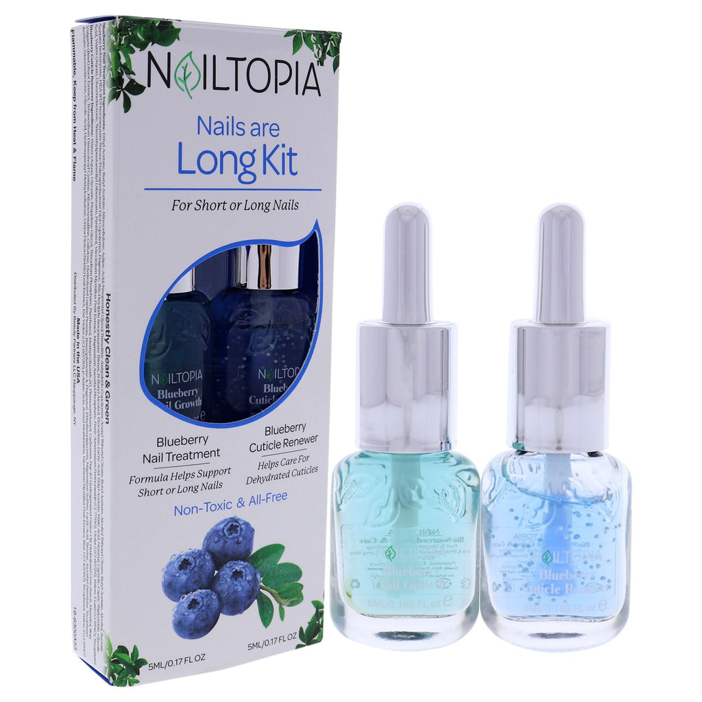 Nailtopia Long Nails Essential Duo: Blueberry Infusion Treatment & Cuticle Renewer Kit - 2 Pack for Healthy Nails