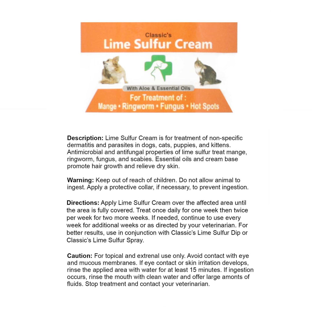 Lime Sulfur Pet Skin Cream - Pet Care and Veterinary Treatment for Itchy and Dry Skin - Safe Solution for Dog;  Cat;  Puppy;  Kitten;  Horse…