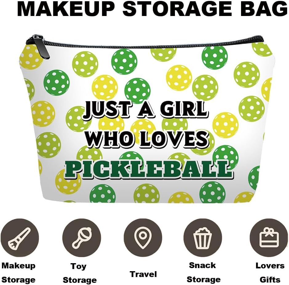 Personalized Pickleball Travel Makeup Cosmetic Bag set with Mirror for women girls,Pickleball Lover Player Makeup Bag organizer kit,Travel & Daily Use,Pickle ball stuff Gifts for Women Friends