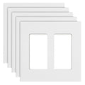 VEVOR Rocker Light Switch Wall Plates, 2-Gang Decorative Outlet Covers,Standard Size 4.57in L x 4.53in H Unbreakable Polycarbonate Thermoplastic Faceplate for Receptacle Outlet&Switch(5 Pack, White)