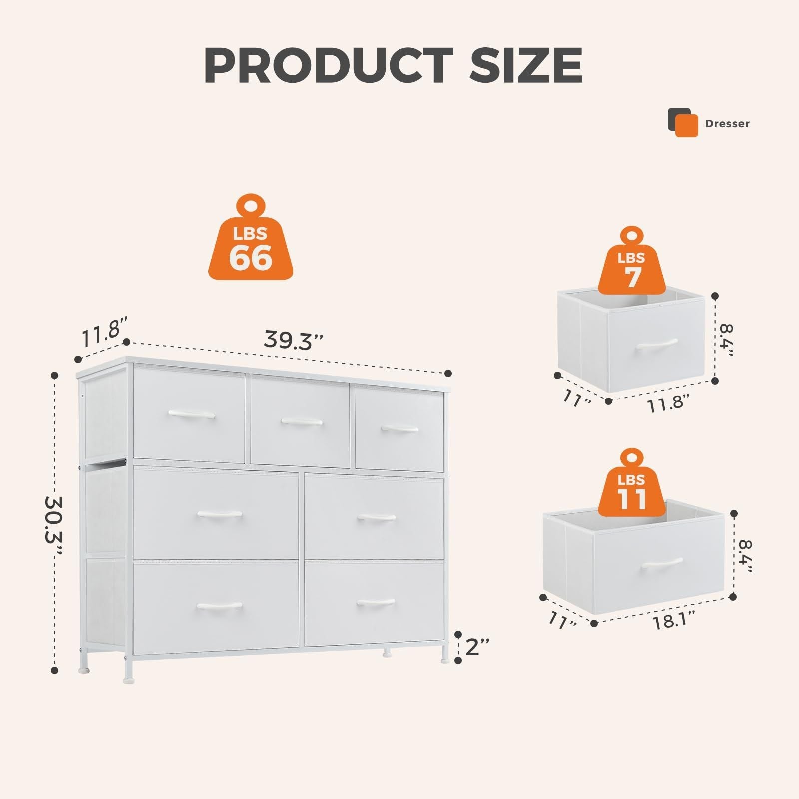 Dresser for bedroom 7 storage Spaces, assembled wardrobe lockers, bedroom furniture lockers