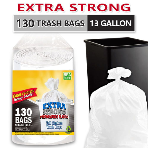 130 Bags 13 Gallon Expandable Heavy-Duty Plastic Multipurpose Disposable Garbage Bags-Super Strong, Leak-Resistant, And Odor-Proof For Bedroom, Kitchen, Living Room, Outdoor, And Toilet